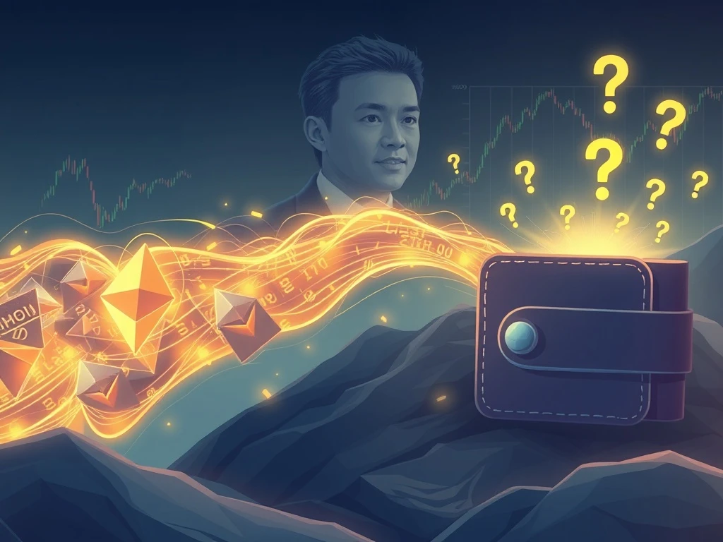 An illustration of Justin Sun's monumental Ethereum transfer, highlighting its impact on crypto market liquidity and investor sentiment.