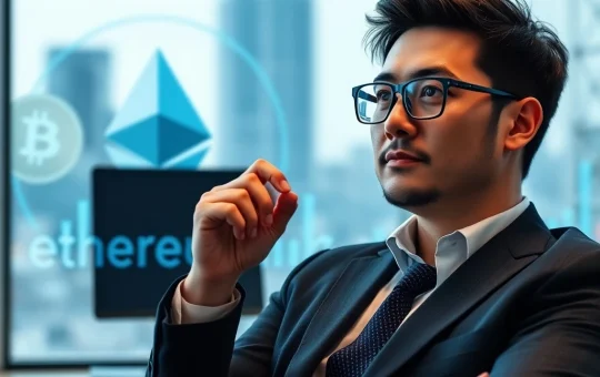 Tom Lee discussing his strategic shift towards Ethereum, highlighting its PoS and stablecoin advantages over Bitcoin.