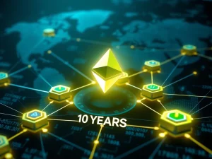 A visual representation of Ethereum's zero downtime, highlighting its decade of reliability and growing institutional trust.