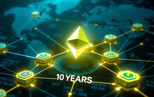 A visual representation of Ethereum's zero downtime, highlighting its decade of reliability and growing institutional trust.