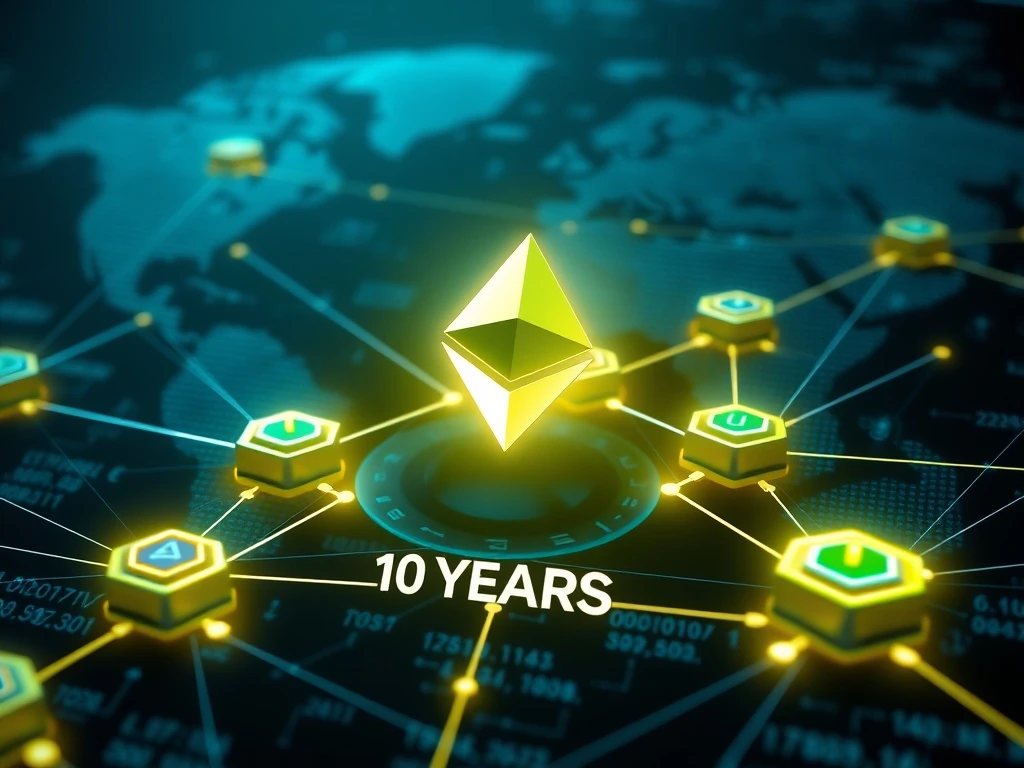 A visual representation of Ethereum's zero downtime, highlighting its decade of reliability and growing institutional trust.