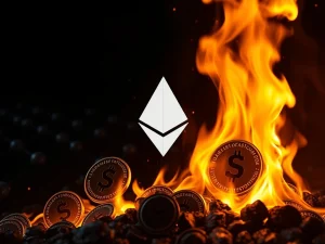Visualizing a significant USDC burn on the Ethereum blockchain, illustrating how the action helps maintain the stablecoin's USD peg.