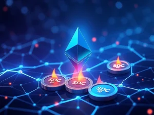Ethereum blockchain burning USDC tokens to manage stablecoin supply