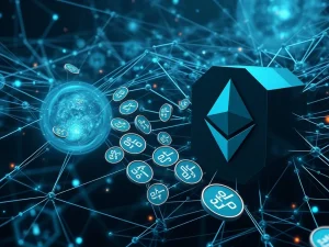 Visualizing the Ethereum validator exodus: A digital representation of ETH flowing out of the network, highlighting the massive exit queue.