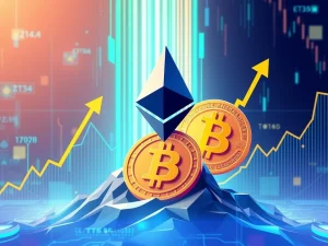 Chart showing Ethereum News of ETH trading volume surpassing Bitcoin, reflecting a significant shift in crypto market dynamics.