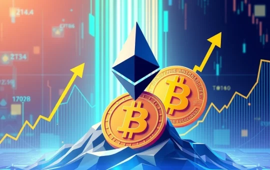 Chart showing Ethereum News of ETH trading volume surpassing Bitcoin, reflecting a significant shift in crypto market dynamics.