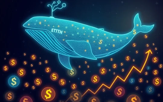 A large Ethereum whale making a significant ETH token sale, representing substantial profit in the crypto market.