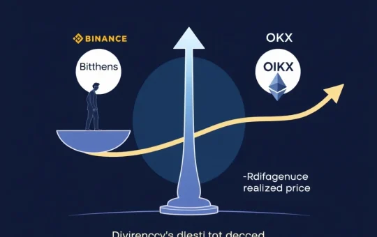 Illustrates the crucial Binance OKX divergence in crypto market strategies, highlighting Ethereum whales securing profits.