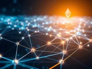 An abstract depiction of the Succinct Foundation's role in expanding Ethereum ZK Network scalability through decentralized governance.
