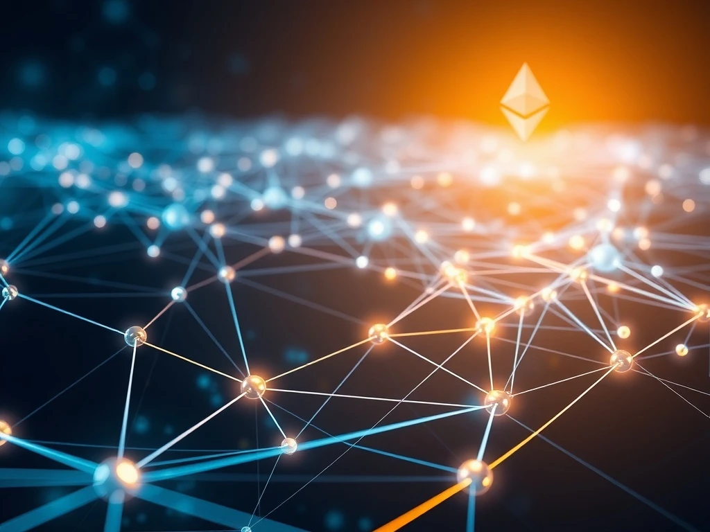 An abstract depiction of the Succinct Foundation's role in expanding Ethereum ZK Network scalability through decentralized governance.