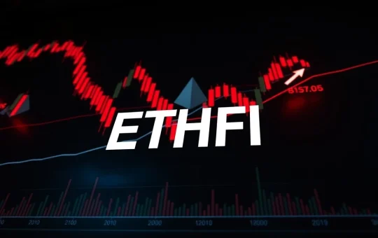 Chart showing a significant ETHFI price drop, illustrating the recent market downturn and bearish technical indicators.