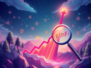 Visualizing ETHFI's dramatic crypto price surge, driven by recent protocol upgrades and tokenomics shifts.