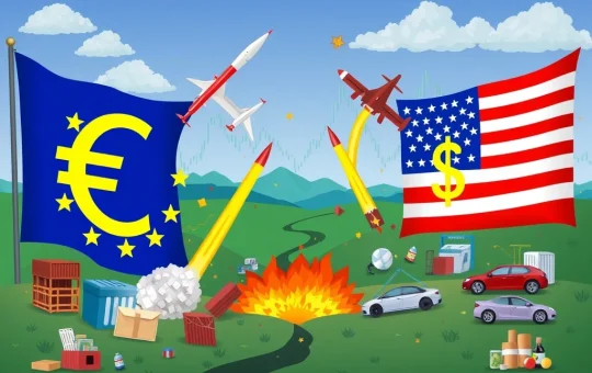 Illustrates the escalating EU tariffs and trade tensions between the EU and US, showing economic conflict over key US exports.