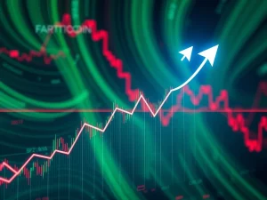 A crypto chart showing FARTCOIN's price testing a critical resistance level, highlighting a potential upward breakout.