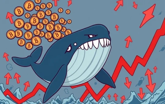 Illustrates a massive whale selling FARTCOIN, causing market volatility and price drops on a crypto chart.