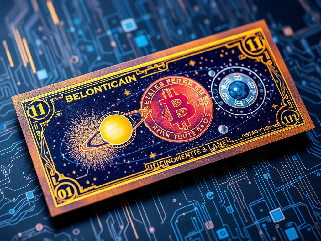 Fastex collectible currency notes backed by FTN token with solar system artwork and security features