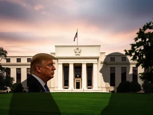 Fed Chair Powell and Donald Trump's relationship, symbolizing the Federal Reserve's independence amidst political pressure.