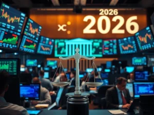 Bond traders intently watching screens, signaling increased bets on Fed rate cuts for 2026 amidst political speculation.
