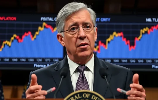 Jerome Powell discussing Fed interest rates amid inflation and crypto market reactions