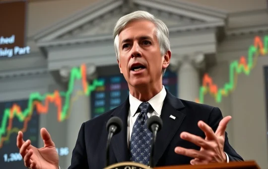 Federal Reserve Chair Jerome Powell discussing interest rates with cryptocurrency market impact