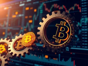 Bitcoin ETF shares transforming into digital Bitcoin, representing Fidelity's in-kind transaction amendment for institutional efficiency.