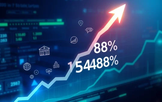 A dramatic chart showing the unprecedented FIS price surge, highlighting the impact of fintech innovation and strategic market expansion.