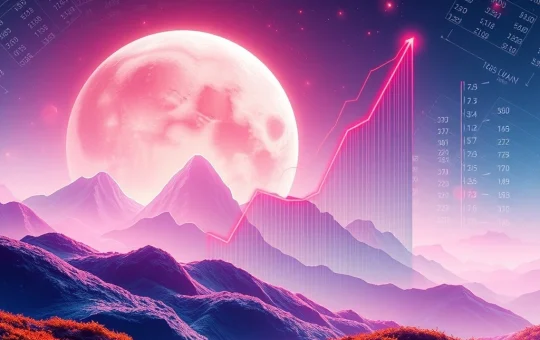 A chart showing a significant Flare FLR price surge, symbolizing the dramatic growth and increased crypto trading volume in the altcoin market.