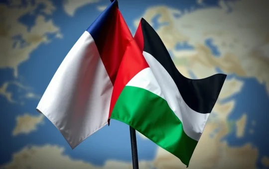 France Palestinian Statehood recognition banner, symbolizing a significant G7 diplomatic shift impacting Middle East peace efforts.