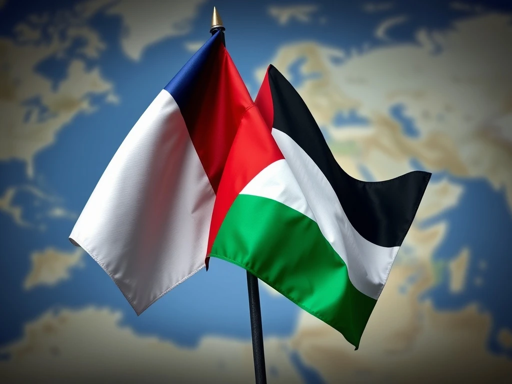 France Palestinian Statehood recognition banner, symbolizing a significant G7 diplomatic shift impacting Middle East peace efforts.