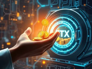 A digital hand receives coins from a vault, symbolizing the significant **FTX creditor payouts** and progress in digital asset recovery.