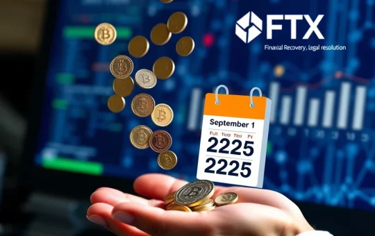 FTX Creditor Payouts: Digital coins flowing into hands, symbolizing the $1.9 billion distribution planned for September 2025, marking a significant step in the FTX bankruptcy recovery.