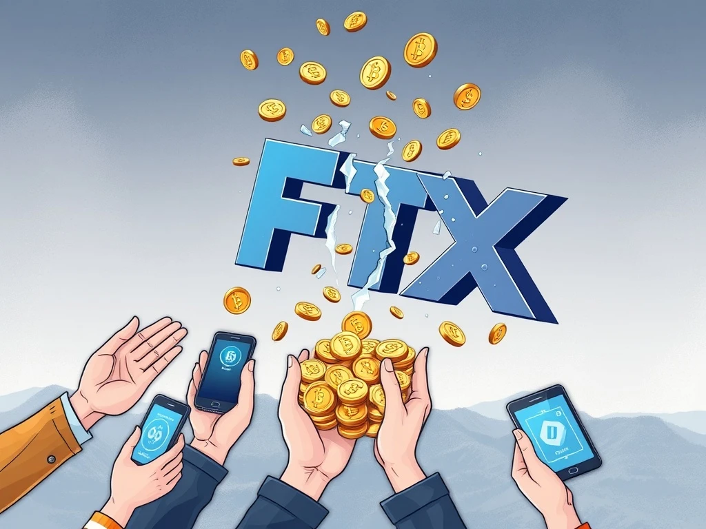 An illustration depicting FTX's $1.9 billion distribution, symbolizing progress for crypto creditors in the bankruptcy recovery.