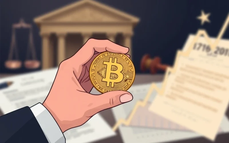 A hand holding a Bitcoin, symbolizing the complex FTX payout and the controversial Bitcoin valuation for creditor distribution.