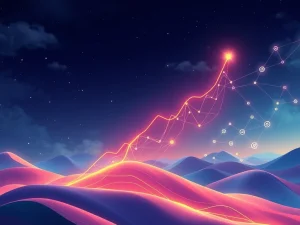 A chart illustrating the dramatic FUN token surge, reflecting significant on-chain activity and growth within the Farcaster decentralized social network.