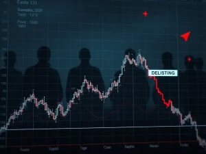 Chart showing a dramatic decline of the FUN token, symbolizing crypto delisting and project concerns.