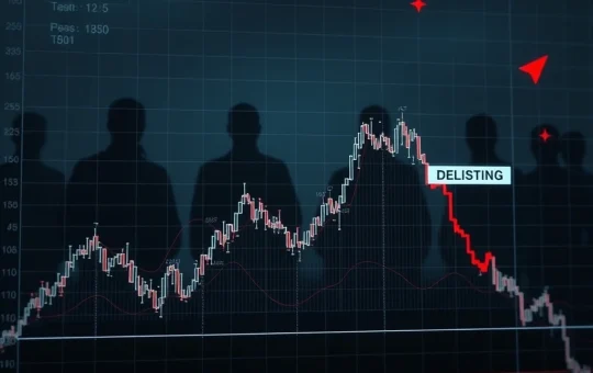 Chart showing a dramatic decline of the FUN token, symbolizing crypto delisting and project concerns.