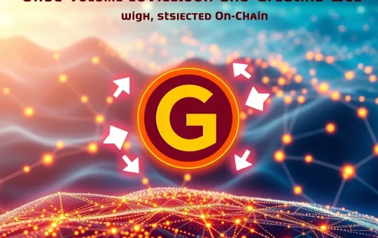 A visual representation of G Coin's impressive presale surge, highlighting over 1 million daily on-chain transactions on a blockchain network.
