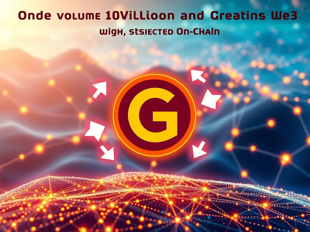 A visual representation of G Coin's impressive presale surge, highlighting over 1 million daily on-chain transactions on a blockchain network.