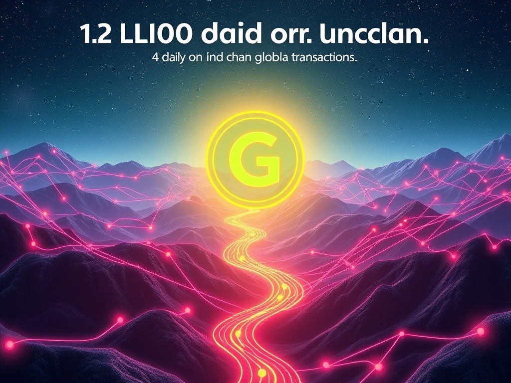 An infographic visualizing G Coin's achievement of 1 million daily on-chain transactions, emphasizing its role in utility-driven adoption across gaming and Web3.