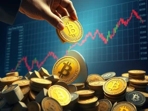 A visual representation of Galaxy Digital's massive BTC liquidation impacting the Bitcoin price, causing market concern.