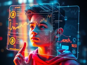 A Gen Z trader uses AI Crypto Trading tools to analyze market data, symbolizing a new era of digital asset management.