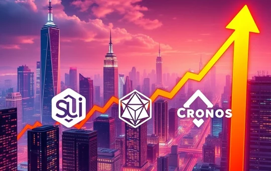 Chart showing the explosive altcoin surge of Sui, Polygon, and Cronos in the US crypto market, driven by the Genius Act.