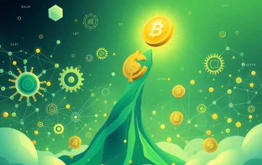 An abstract depiction of GLM's phenomenal surge, illustrating growth and strategic developments within a decentralized network.