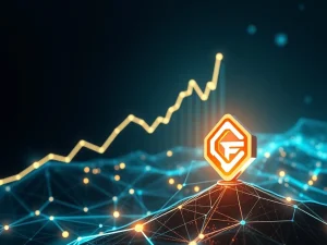A vibrant chart illustrating the GLM token's explosive crypto surge driven by its decentralized AI platform.