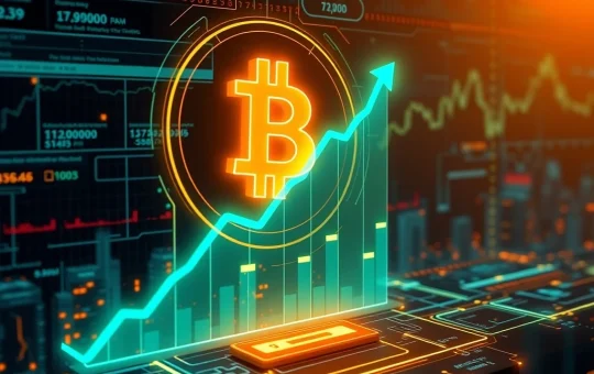 AI assistant Grok predicting future Bitcoin price growth against a digital financial backdrop, symbolizing long-term crypto potential.