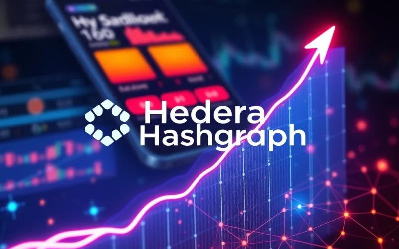 A chart depicting the significant HBAR price surge, illustrating the impact of its Robinhood listing and Hedera network upgrades.