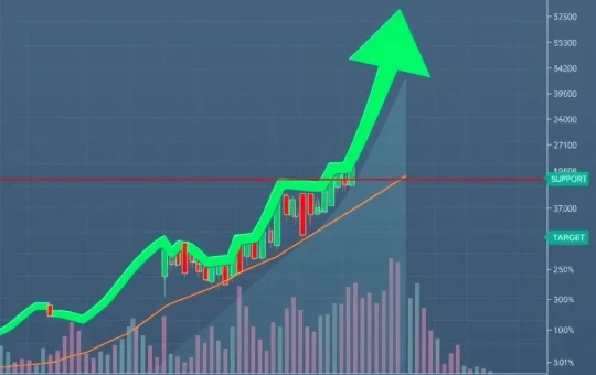 A green arrow on an HBAR price chart signifies a potential rebound from a crucial support level.
