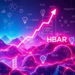 A dramatic chart showing HBAR's incredible 573% price surge, highlighting the impact of Hedera Hashgraph's strategic developments and growing adoption.