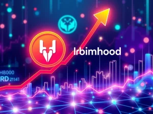 Chart showing Hedera HBAR's explosive price surge following its Robinhood listing, indicating significant market momentum.