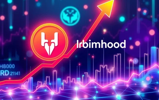 Chart showing Hedera HBAR's explosive price surge following its Robinhood listing, indicating significant market momentum.
